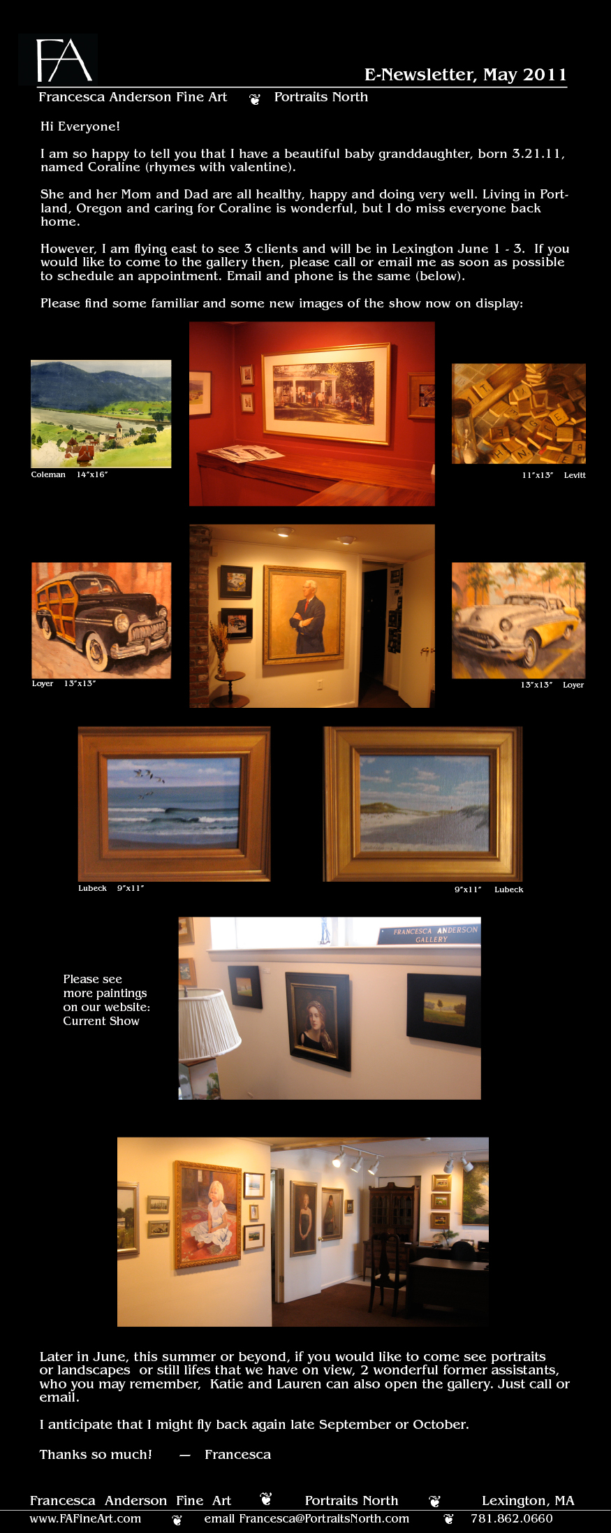 May 2011 ENewsletter from Francesca Anderson Fine Art